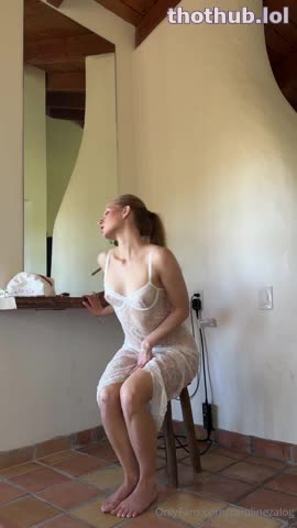 Caroline Zalog OnlyFans leaked Caroline Zalog sheer dress no panties on on HDthot
