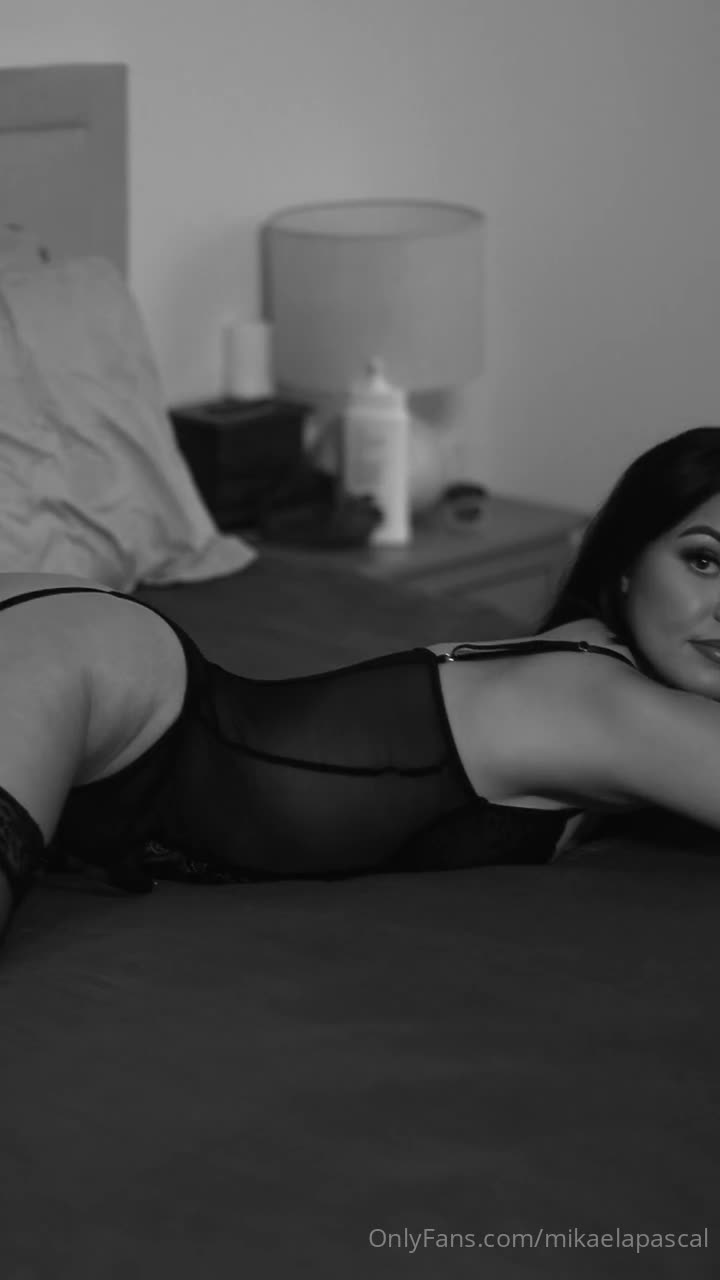 Mikaela Pascal B&W Lingerie Stockings Onlyfans Video Leaked
