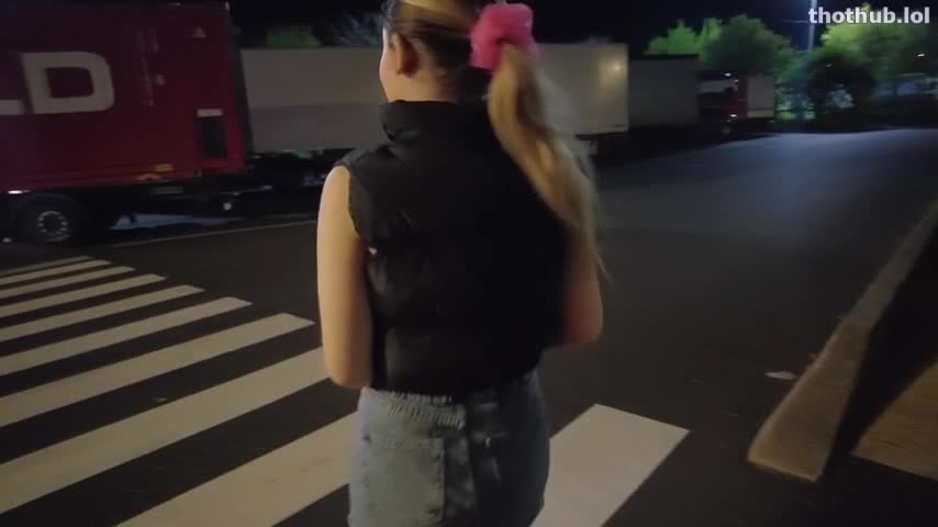 Little Louise French naked at the truck stop