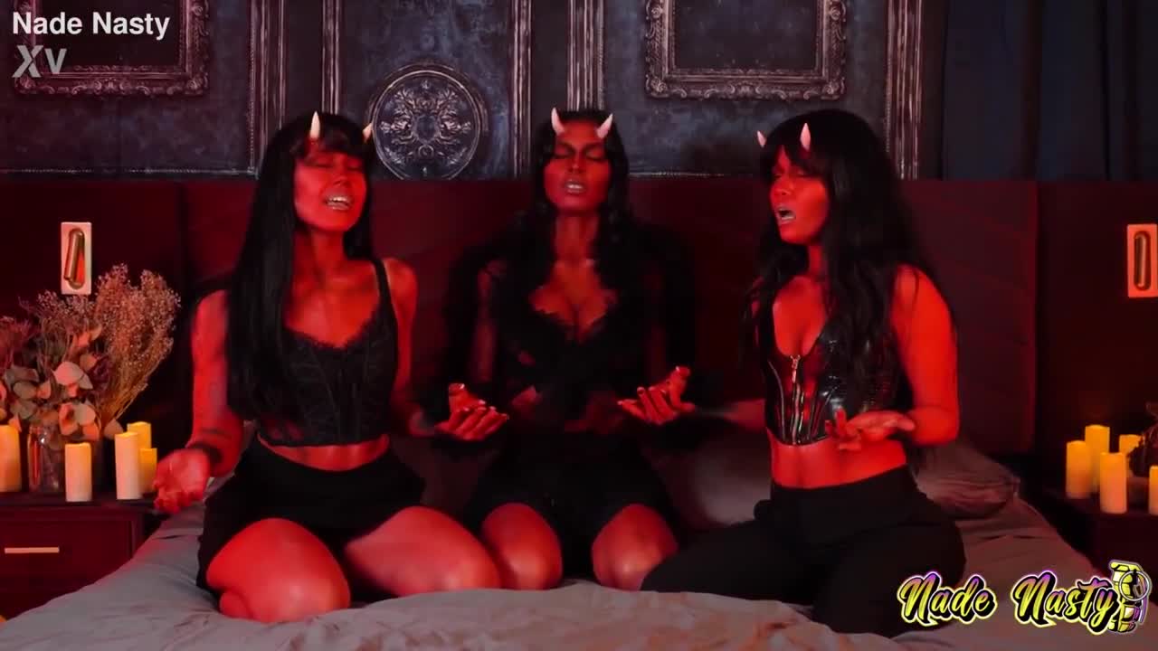 Yhivi , Ravyn Alexa & Beca Barbie Demon Whores Are Hungry For Meat And Cum Halloween 3Some With Nade Nasty