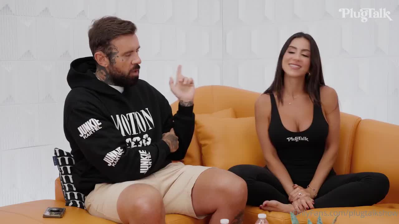 Chloe Amour And Lena The Plug BRAND NEW Orange Couch Threesome On PlugTalk Podcast