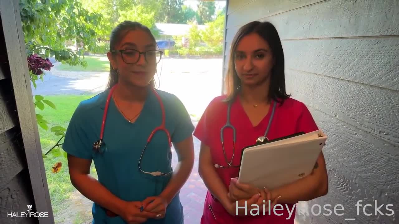 Hailey Rose & Madison Wilde Two Hot Nurses Cum Over For A Physical