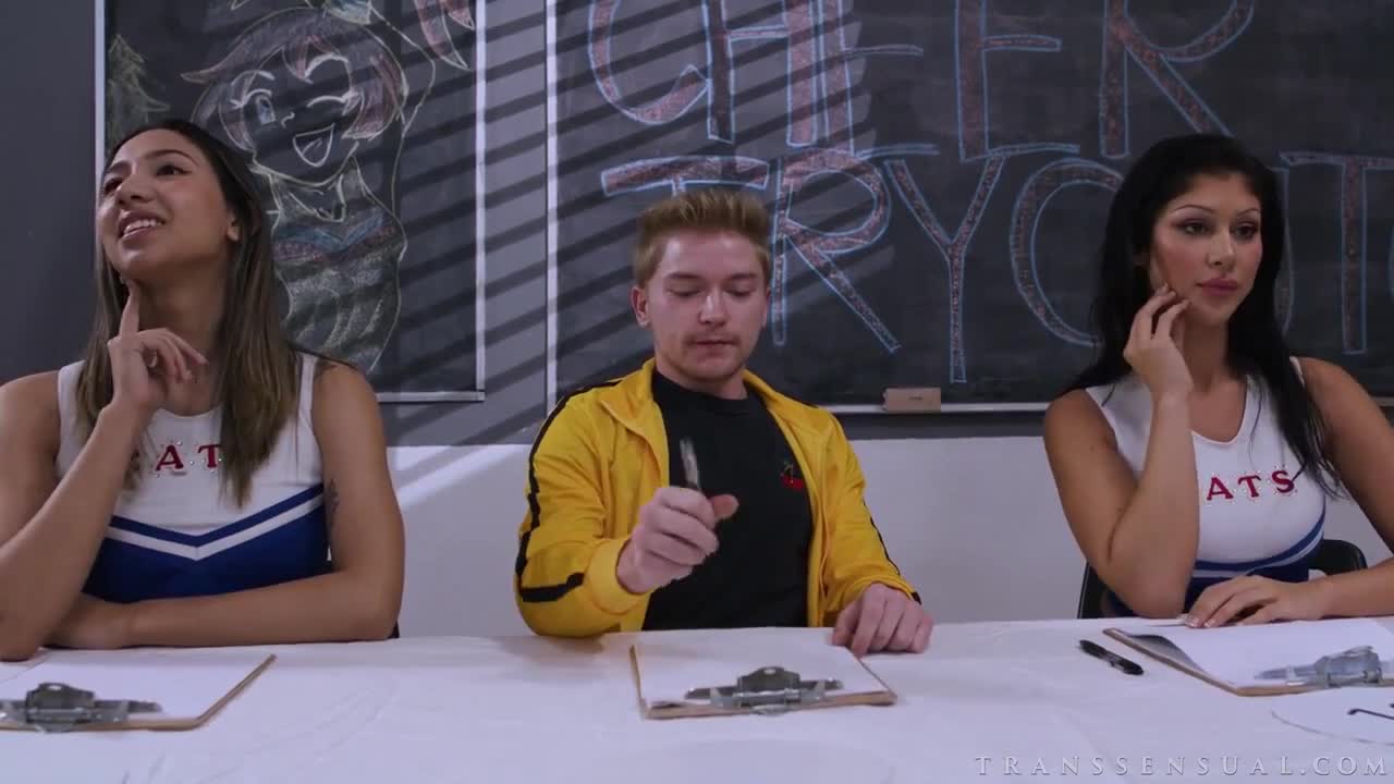 Queenie Sateen & Brittney Kade Trans Sex With A Cum Slut Cheerleader