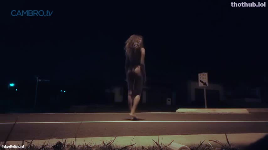 Exhibitionist in public night walk