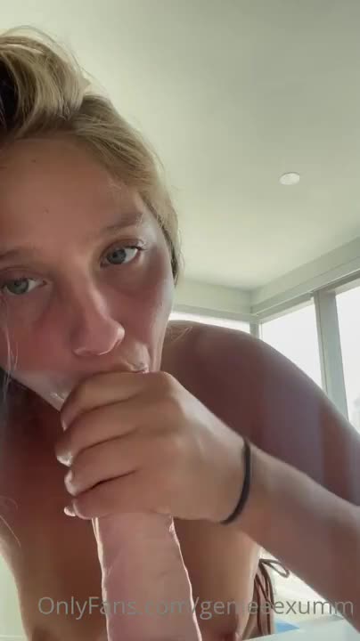 Blonde GenieExum Licks Frosting From A Dildo