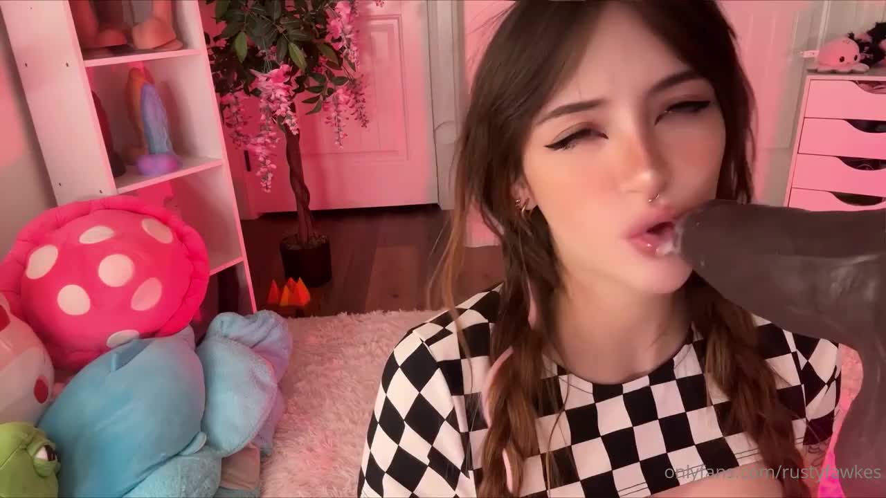 Rusty Fawkes Sucks Her Big Black Dildo