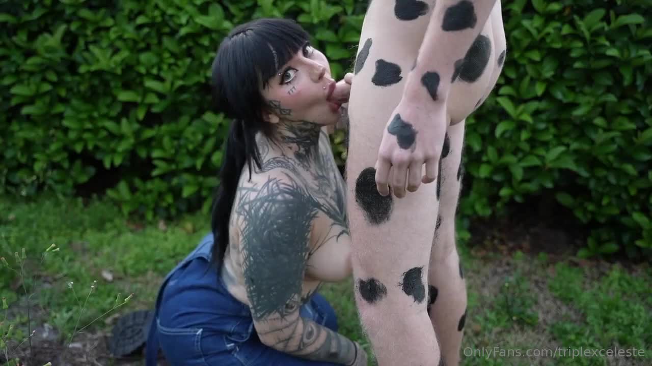 TriplexCeleste Milks Her Man In Cow Costume