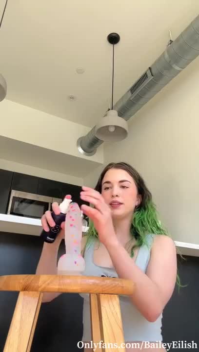 BaileyEilish Rides A Dildo On A Wooden Stool