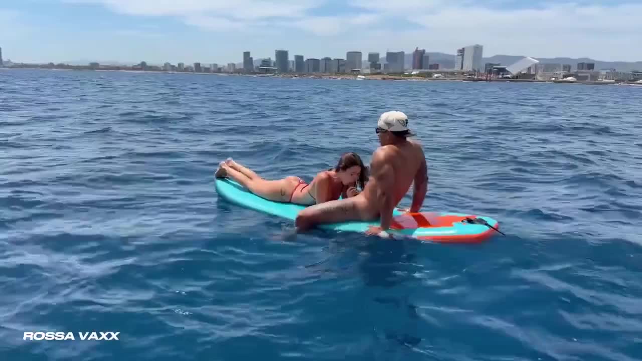 Rossa Vaxx Sex In The Sea On A SurfBoard With Leo Santos