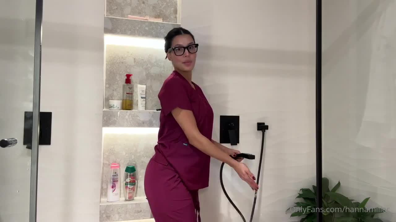 Hanna Miller Showers In Fake Cum In Her Hot Nurse Roleplay