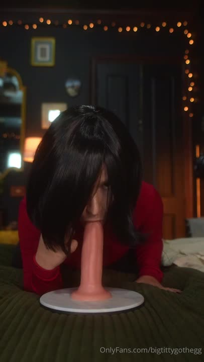 BigTittyGothEgg Straddles Her Dildo On The Bed