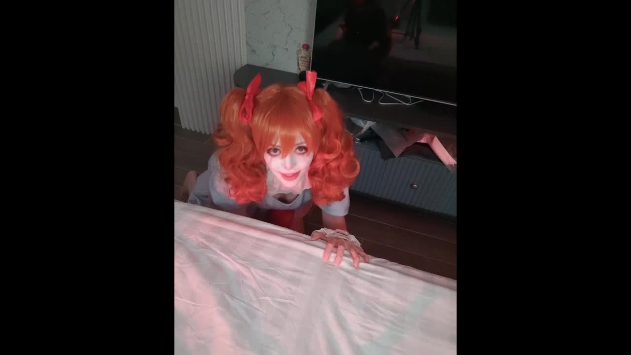 Youraldora In Pennywise Makeup Rides A BWC Dildo