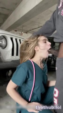 Izzy Swallows OnlyFans leaked Izzy Swallows Nurse Parking Garage on HDthot