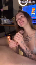 Lov3lychick OnlyFans leaked luvandleo lov3lychick handjob cum in mouth on HDthot